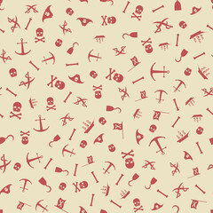 Pirates Themed Freehand Drawings Seamless Pattern Background