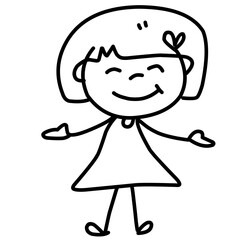 Hand Drawing Cartoon Charter Happy Kids Playing