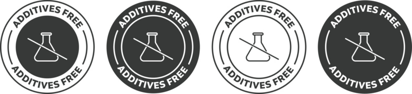 Set of additive free icons. Four variations of white background.