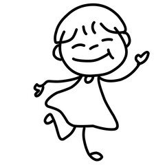 Hand Drawing Cartoon Charter Happy Kids Playing