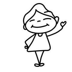 Hand Drawing Cartoon Charter Happy Kids Playing