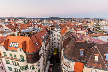 Fototapeta na wymiar Skyline of the old town in Brno, Czech Republic
