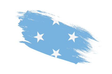 Federated States Of Micronesia flag with stroke brush painted effects on isolated white background