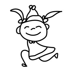 Hand Drawing Cartoon Charter Happy Kids Playing