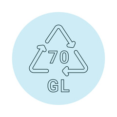 Glass recycling code GL 70 line icon. Consumption code.