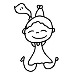Hand Drawing Cartoon Charter Happy Kids Playing
