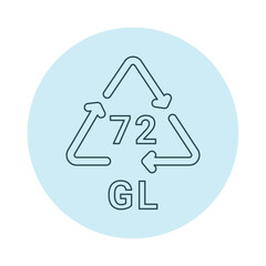 Glass recycling code GL 72 line icon. Consumption code.