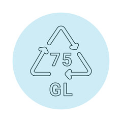 Glass recycling code GL 75 line icon. Consumption code.
