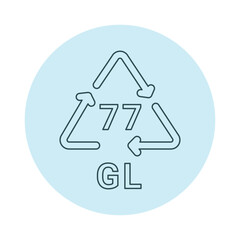 Glass recycling code GL 77 line icon. Consumption code.