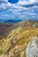 Spring mountain landscape. Bukowe Berdo in the Bieszczady Mountains, Poland.