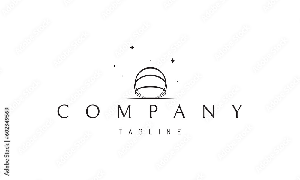 Wall mural vector logo on which an abstract image of several celestial spheres against the background of stars.