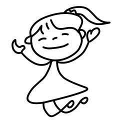 Hand Drawing Cartoon Charter Happy Kids Playing