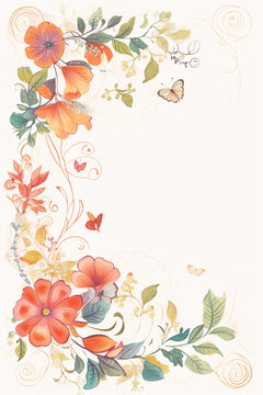 High-Resolution Full-Page 8x11 Inch Floral Design Letter Paper, generative AI