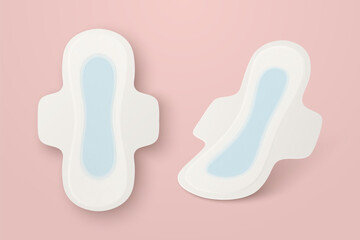 Vector 3d Realistic Menstrual Hygiene Products - Sanitary Pad Icon Set Closeup Isolated. Feminine Hygiene Icons - Sanitary Menstrul Pads, Design Template. Front View © gomolach