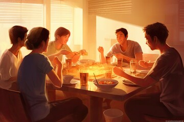 Fototapeta premium family having dinner together