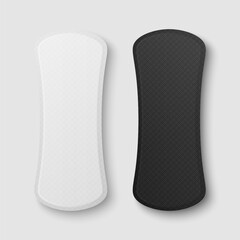 Vector 3d Realistic White and Black Menstrual Hygiene Products - Sanitary Daily Thin Pad Icon Set Closeup Isolated. Feminine Hygiene Icons - Sanitary Pads, Design Template. Front View