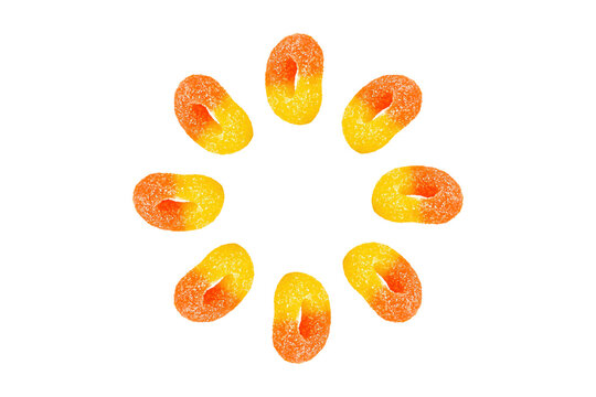 Peach Rings - Circle Shape Gummies - Top View - Flat Lay