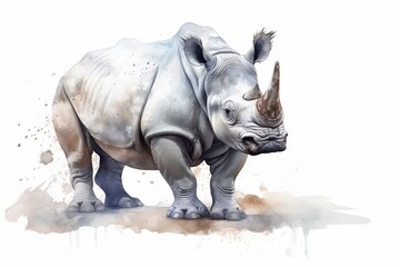 Obraz premium white rhino isolated on white background