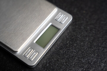 Small empty electronic scales. Digital weight close up