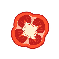 Sweet red bell pepper isolated on white background. Bell pepper in Cartoon style. Vector illustration