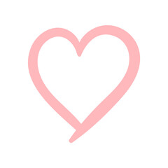 Pink heart shape isolated on white background. Vector illustration