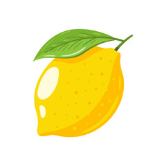 Yellow lemon isolated on white background. Flat style. Vector illustration