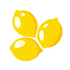 Yellow lemons isolated on white background. Flat style. Vector illustration