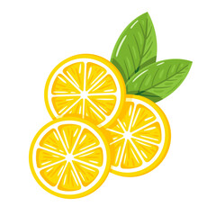 Yellow lemon isolated on white background. Flat style. Vector illustration