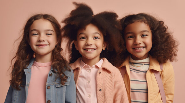 Three cheerful children showcase the beauty of diversity. Generative AI
