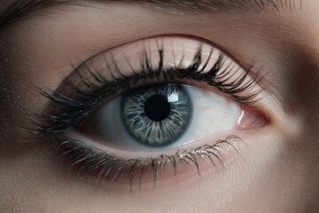 Obraz premium Perfect Eye. Close Up of a Beautiful Female Model's Eye with Flawless Makeup and Fashionable Look. Generative AI illustrations.