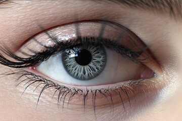 Naklejka premium Perfect Eye. Close Up of a Beautiful Female Model's Eye with Flawless Makeup and Fashionable Look. Generative AI illustrations.
