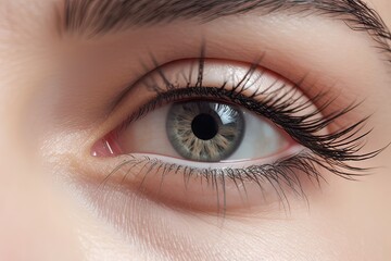 Fototapeta premium Perfect Eye. Close Up of a Beautiful Female Model's Eye with Flawless Makeup and Fashionable Look. Generative AI illustrations.