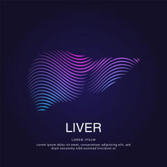 Human liver medical structure. Vector logo liver color silhouette on a dark background. EPS 10
