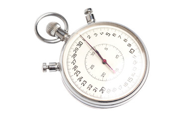 Old stopwatch isolated on white background