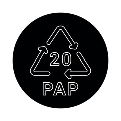 Paper recycling code PAP 20 line icon. Consumption code.