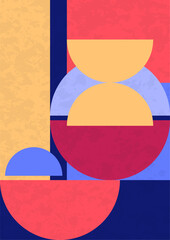 Abstract geometric background. Bright multi-colored composition of semicircles. Vector