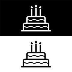black and white birthday cake icon