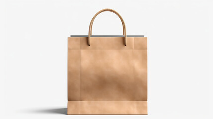 A brown paper bag on a white background. Generative AI.