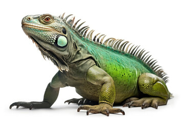 Obraz premium green iguana isolated created with Generative AI technology