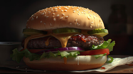 Hamburger created with Generative AI technology