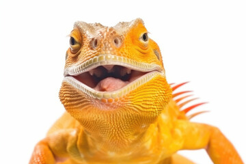 Fototapeta premium orange iguana isolated on with created with Generative AI technology