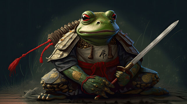 samurai frog created with Generative AI technology
