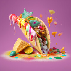 Obraz premium fancy taco sweet created with Generative AI technology