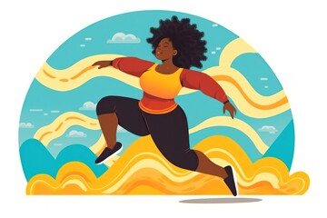 Obraz na płótnie Canvas illustration plus size woman a goes in for sports .care for yourself and your health. Generative AI