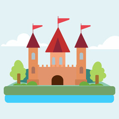 castle flat isolated  vector illustration
