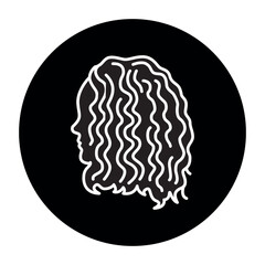 Woman red curly hair color line icon. Beauty industry. Hairdresser service.