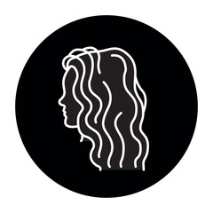 Woman red curly hair color line icon. Beauty industry. Hairdresser service.