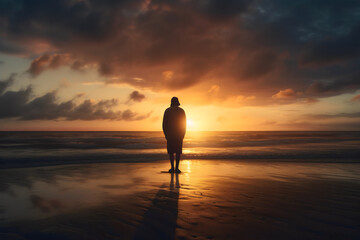 silhouette of a person on the beach