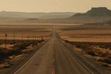 Long highway road in the desert
