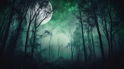 Enchanted Shadows: A Mysterious Night in the Forest, generative AI